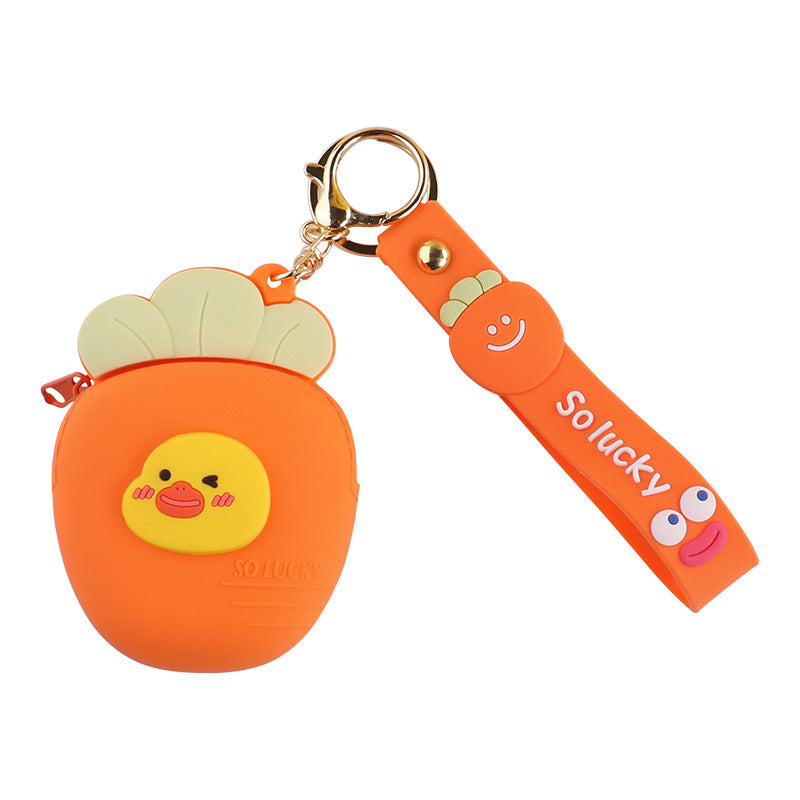 Wholesale Cute Radish Strawberry Mini Coin Purse Silica gel Keychain